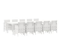 Gecheer Set da Pranzo per Giardino da 11 Pezzi in Rattan Bianco