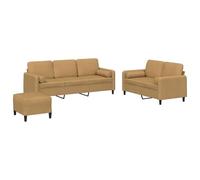 Gecheer Set di Divani 3 Pz Velluto Marrone, Confortevole, Robusto, Cuscini a Rullo, per Salotto e Casa