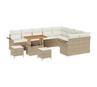 Gecheer Set di divani da giardino 12 pezzi con cuscini beige polirattan acaciaDivano da giardino cuscini