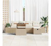 Gecheer Set di divani da giardino 6 pezzi con cuscini beige polyrattan acaciaSet giardino relax