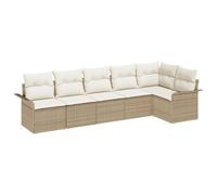 Gecheer Set di divani da giardino 6 pezzi con cuscini beige polyrattanDivano da giardino cuscini