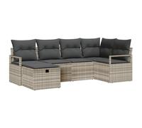 Gecheer Set di divani da giardino 6 pezzi con cuscini Grigio chiaro in rattan polietileneSet giardino relax