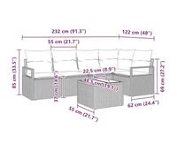 Gecheer Set di Divani da Giardino 6 Pezzi con Cuscini Grigio PolyrattanSet giardino relax