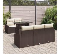 Gecheer Set di Divani da Giardino 6 Pezzi con Cuscini Marrone in PolyrattanSet giardino relax