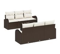 Gecheer Set di divani da giardino 7 Pezzi con cuscini Marrone PolyrattanDivano da giardino cuscini