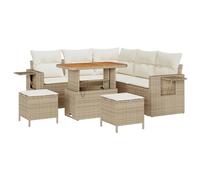 Gecheer Set di divani da giardino 8 pezzi con cuscini Beige Polyrattan Acacia