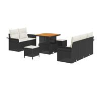 Gecheer Set di Divani da Giardino 8 Pezzi con Cuscini Nero Polirattan AcaciaDivano da giardino cuscini