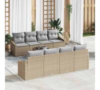 Gecheer Set di divani da giardino 9 pezzi con cuscini beige in rattan sinteticoSet giardino relax