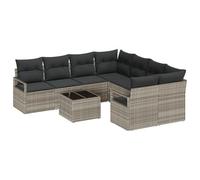 Gecheer Set di divani da giardino 9 pezzi con cuscini grigio chiaro in polirattanSet giardino relax
