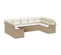 Gecheer Set di divani da giardino a 9 pezzi con cuscini Beige PolyrattanDivano da giardino cuscini