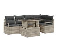 Gecheer Set di divani da giardino da 6 pezzi con cuscini grigio chiaro in polirattanSet giardino relax