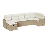 Gecheer Set di divani da giardino da 7 pezzi con cuscini beige in polyrattanDivano da giardino cuscini
