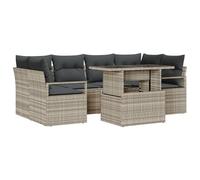 Gecheer Set di divani da giardino da 7 pezzi con cuscini grigio chiaro in rattan polietilene