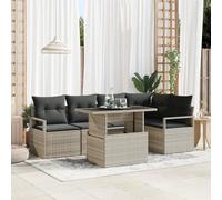 Gecheer Set di divano da giardino 8 pezzi con coperte marrone in polirattan