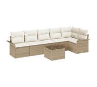 Gecheer Set di divano da giardino a 7 pezzi con cuscini marroni in rattan polipropileneDivano da giardino cuscini