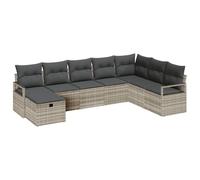 Gecheer Set di divano da giardino a 8 pezzi con cuscini in rattan poliestere grigio chiaroSet giardino relax