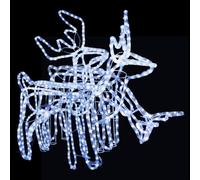 Gecheer Set di Figure Renne Natalizie Bianco Freddo, pieghevole, LED a basso consumo, per giardino e interno