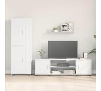 Gecheer Set di mobile TV da 4 pezzi 4 pcs Bianco Legno multistratoMobile TV con LED