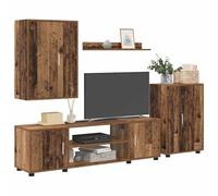 Gecheer Set di mobile TV da 4 pezzi 4 pcs Legno anticoMobile TV con LED