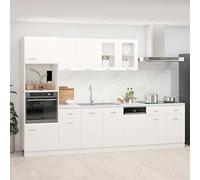 Gecheer Set di mobili da cucina 7 pezzi Bianco Truciolato Armadio a Microonde, Armadi a Sospensione,Armadi per Pavimenti a Cassetto,Armadio per Pavimento Lavandino,Lavastoviglie