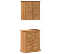 Gecheer Set di mobili per il bagno, 2 pezzi in legno di pino massello, design rettangolare elegante con ripiani, dimensioni 67.5x34x80 cm, per organizzazione asciugamani e prodotti bagno