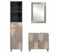 Gecheer Set di mobili per il bagno 3 pcs Grigio 62 x 33 x 58 cmMobile Bagno in Rovere
