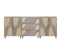 Gecheer Set di mobili per il bagno 3 pcs Grigio e Oro 180 x 33 x 75 cmMobile Bagno in Rovere