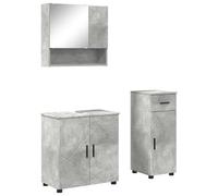 Gecheer Set di mobili per il bagno 3 pcs, mobile lavabo moderno con specchio e armadietto, legno ingegnerizzato e metallo, dimensioni 61x35x64 cm, for arredamento bagno contemporaneo