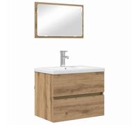 Gecheer Set di mobili per il bagno 3 pcs Rovere nero 60 x 38.5 x 45 cmArredamento bagno funzionale