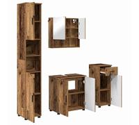 Gecheer Set di mobili per il bagno 4 pezzi, ottimizzazione spazio, resistenza umidità, legno ingegnerizzato, scomparti e cassetti, per bagno moderno