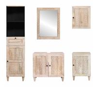 Gecheer Set di mobili per il bagno 5 pcs Bianco 38 x 33 x 160 cmMobile Bagno in Rovere