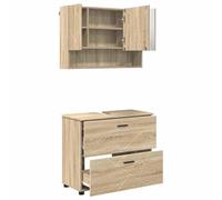 Gecheer Set di mobili per il bagno con cassetto 2 pcs rovere sonomaPiano Lavabo Massello