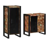 Gecheer Set di mobili per il bagno con porta legno massello di ricicloMobile Bagno in Rovere