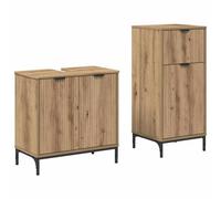 Gecheer Set di mobili per il bagno Plaid 2 pcs rovere artigianalePiano Lavabo Massello