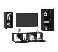 Gecheer Set di Mobili per TV 4 pcs Rovere Nero 30.5 x 30 x 90 cmScaffale per TV