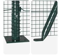 Gecheer Set di Pali per Recinzione Verde Set di 2 Verde AcciaioCancello Giardino Grigio