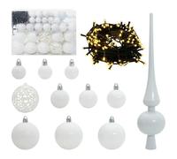 Gecheer Set di Palle di Natale con 150 LED, 61 pcs, Bianco, Plastica, decorazione albero, luce bianca calda, for salotti, uffici, sale da pranzo