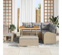 Gecheer Set di Sofà da Giardino 8 Pezzi con Cuscini Beige Polyrattan AcaciaDivano da giardino cuscini