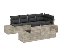 Gecheer Set di Sofà da Giardino a 7 Pezzi con Cuscini Grigio Chiaro Polyrattan