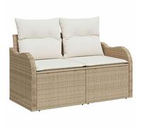 Gecheer Set di Sofà da Giardino a 8 Pezzi con Cuscini Beige Rattan Polimerico AcaciaDivano da giardino cuscini