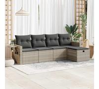 Gecheer Set Divani,5 pz,con Tavolini Pieghevoli,da Giardino,Esterno,4 Posti,con Custodia e Poggiapiedi,in Polyrattan,Grigio Chiaro,Salotto da Giardino,Set Divani da Giardino