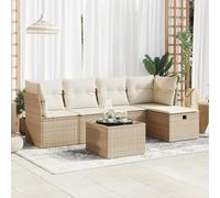 Gecheer Set Divani,con Contenitori,da Giardino,Esterno,6 pz,4 Posti,con Tavolo e Poggiapiedi,in Polyrattan,Beige e Crema,Salotto da Giardino,Esterno,Set Divani da Giardino Esterno