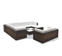 Gecheer Set Divani da Giardino 10 pz con Cuscini in Polyrattan MarroneConnettori griglie metalliche