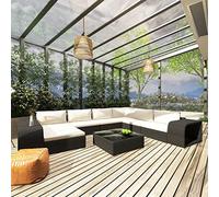 Gecheer Set Divani da Giardino 10 pz con Cuscini in Polyrattan Nero,Salotto da Giardino,Set Salotto da Esterno,Divanetti da Esterno,Divano da Esterno,da Giardino,P46815