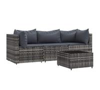 Gecheer Set divani da giardino, 4 pezzi, con cuscini, in polyrattan grigio, for esterno