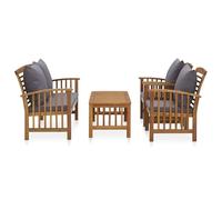 Gecheer Set divani da giardino, 4 posti con cuscini in massello di acacia per esterni