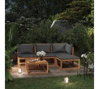 Gecheer Set Divani da Giardino 5 pz con Cuscini in Massello di AcaciaConnettori griglie metalliche