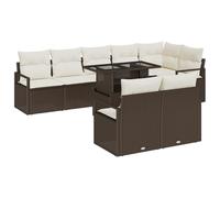 Gecheer Set Divani da Giardino 9 Pezzi con Cuscini Marrone Rattan PolietileneSet giardino relax
