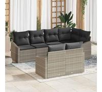 Gecheer Set divani da giardino a 7 pezzi con cuscini grigio chiaro in polirattanSet giardino relax