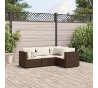 Gecheer Set Divani,da Giardino,Esterno,4 pz,con 4 Posti,in Polyrattan,Marrone,Divano 4 Posti da Giardino da Esterno,Salotto da Giardino,Salotto da Esterno,Divano Forma L
